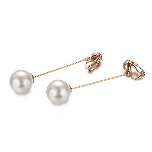 Yoursfs Long Bar Clip-ons Earrings for Women Gold Color Non Pierced Ears Simple Threader Earrings