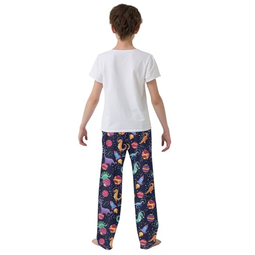 ZZXXB Dinosaur Planet Boys Long Pants Soft Trousers Elastic Waist Kids Lounge Bottoms with Pockets S-XL3