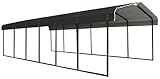 Arrow Carports Galvanized Steel Carport, Full-Size Metal Carport Kit, 12' x 29' x 7', Charcoal