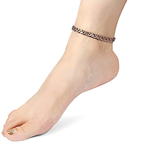 RainSo Womens Copper Magnetic Therapy Anklets Pain Relief for Arthritis Adjustable