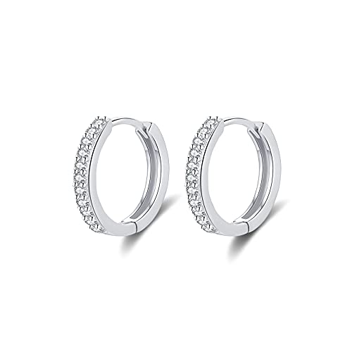 Boucles d'oreilles Femme Hypoallergénique Créoles Petites en Argent Fin 925 Plaqué Platine Avec...