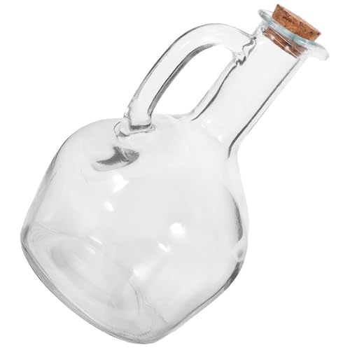 PAMINGONO Botella Dispensadora Asa y Boquilla Delgada de Aceite de Cocina de Vidrio Transparente para Condimentos Líquidos y Salsa
