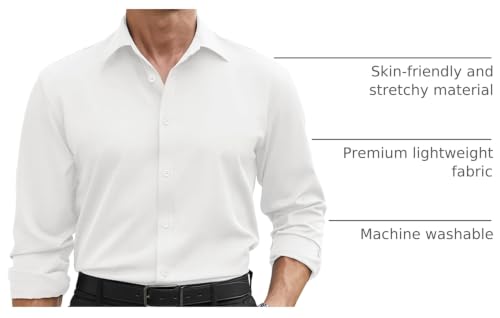 Image of COOFANDY Mens Stretch Dress Shirts Long Sleeve Button Down Shirt Regular Fit Formal Business Shirts
