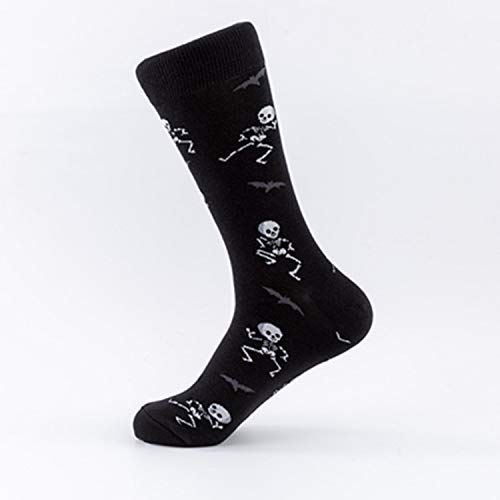 Men's Halloween Socks Crew Half Calf Skeleton In - Foto 11