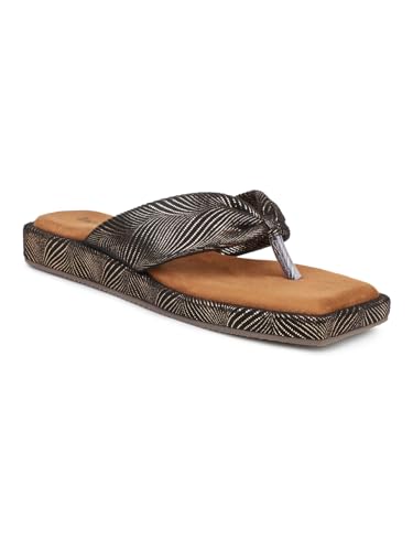 Inc.5 Women Antique & Black-Toned Striped Open Toe Flats (B0CNKJSLZB) Amazon Price History, Amazon Price Tracker