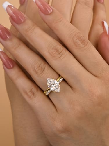3.5CT Marquise Cut Engagement Ring Set,18K Yellow/White Gold Plated 925 Sterling Silver Bridal Ring Set with Open Wedding band2