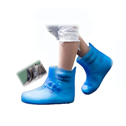 Cubrecalzado impermeable reutilizable de silicona para lluvia, apto para niños y adultos, apertura grande, fácil de poner y antideslizante (Color: Azul, Talla: XXL) miniatura 1