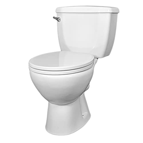 Inodoro de dos piezas con salida trasera tipo P-trap, diseño redondo americano, cerámica blanca