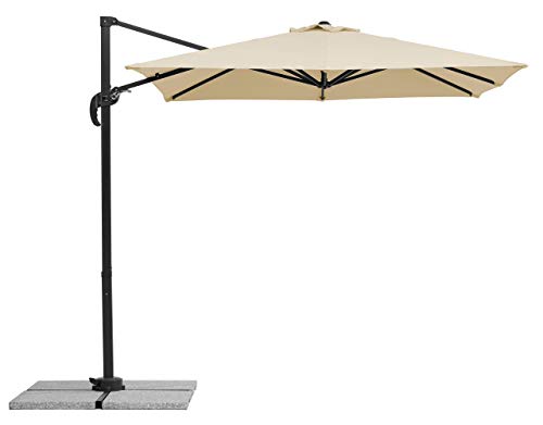 Schneider Sonnenschirm Rhodos Junior, natur, 230 x 230 cm quadratisch, 759-02, Gestell Alu/Stahl, Bespannung Polyester, 17 kg