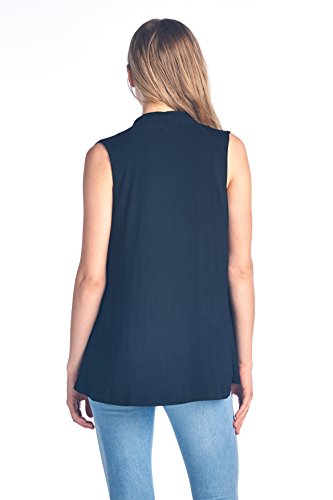Women's Sleeveless Extra Soft Bamboo Layering Casual Cardigan Vest - Made In Usa (Small, Black) #TOP4