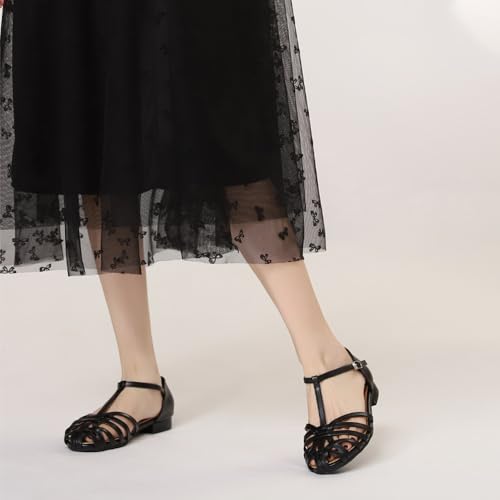 Women Closed Round Toe Low Chunky Braided Caged Sandals Fashion Strappy Comfortable Ankle Strap Flat Gladiator Dressy Roman Sandal For Casual Walking 5