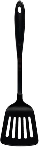 DBM IMPORTS 12-Inch Black Nylon Slotted Spatula Stainless Steel Handle