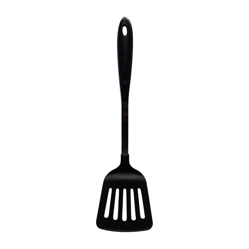 Black Nylon Slotted Turner/Spatula, 12 inch, Non Stick Handle