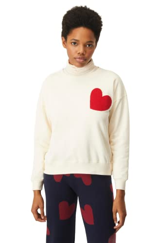 Compania Fantastica - Sudadera de felpa con estampado de corazón, crema, 42