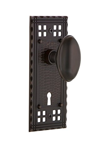 Nostalgic Warehouse Craftsman Plate with Keyhole Double Dummy Homestead Door Knob in Timeless Bronze