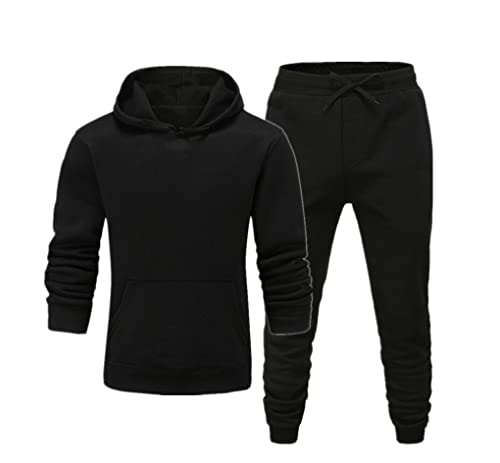 Sweat à capuche pour homme ensemble pantalon de sport noir chaud hiver taille S