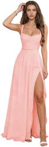 Chiffon Bridesmaid Dresses for Women - Long Ruched Ruffle Evening...