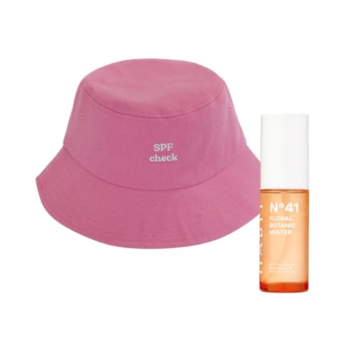 HABIT SUN SET | Nº41 SPF 41 Sunscreen Face Mist and UPF 50+ Bucket Hat | Broad Spectrum Sun Protection, Travel-Ready Sun Set (Pink)