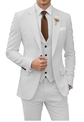 Costume bal de fin d année homme blanc complet ajusté gilet chic