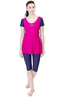 FILMAX&reg; Originals Women Spandex Lycra Solid Maximum Covered One Piece Swimsuit (SW-4646_Rani & Navy Blue_7XL)