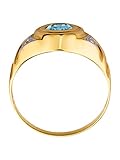Attraktives Design KLiNGEL Damen 925 Silber Ring in Gelbgoldfarbenmit Blautopas (beh.) in Blau und in und Diamant (beh.) in