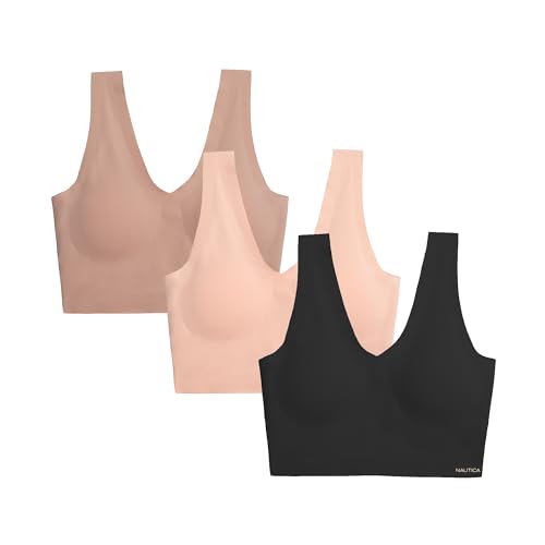 Nautica Women's 3-Pack Wireless Bra Laser Lounge…