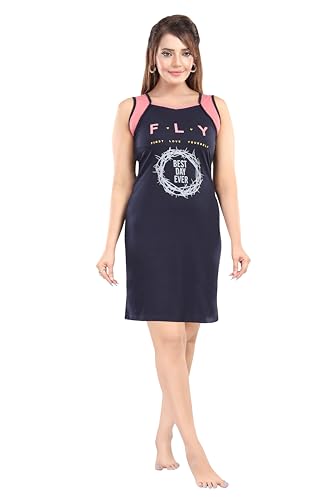 Image of ATTEMPT Women's Cotton Sleeveless Nighty /Nightgown /Sleepwear /Sleeveless Nighties /Nightdress /Female Nightwear