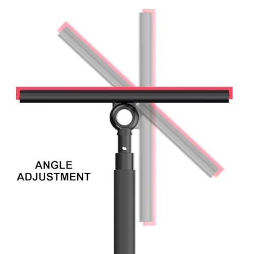 Image of Shower Squeegee for Glass Doors, Window Squeegee for Home,Squeegee with Telescopic Extension Pole,Professional Window Cleaning Tool, Black, for Mirror, Glass, Ceramic Tile