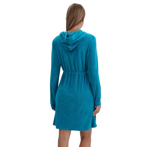 Women Terry Cloth Zipper Robe Zip Up Bathrobes with Pockets Hooded Cotton Housecoat Nightgown Loungewear Sleepwear3