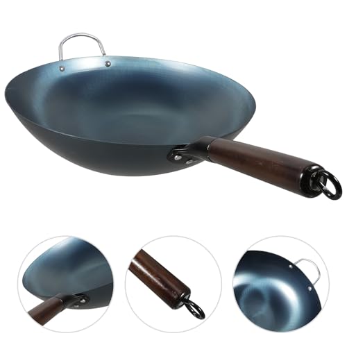 Wok de Hierro Sazonado 32cm con Mango de Madera miniatura 6