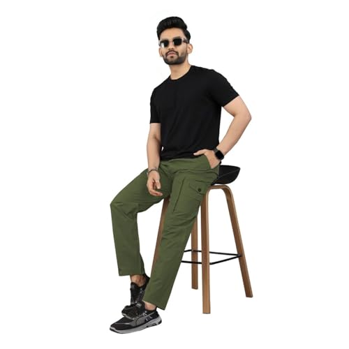 Image of Unisex 100% Cotton Cargo Pants for Men & Women | Multi Pocket Utility Combat Trousers | Regular Fit | Breathable Durable Fabric | Casual Travel Outdoor Wear | Color Dark Grey | Size (30-40)