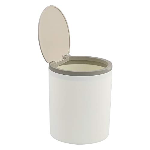 Yarebest 2 Liter Tiny Garbage Can, Table Desktop Mini Dustbin with Lid (Pink Lid)