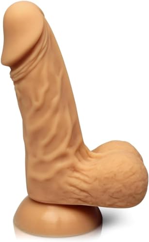 Healthy Vibes Seductive Dildo - Silicone Dildo with Vein Texture Perfect for Beginners - Suction Base - Latex and Phthalate Free - 6