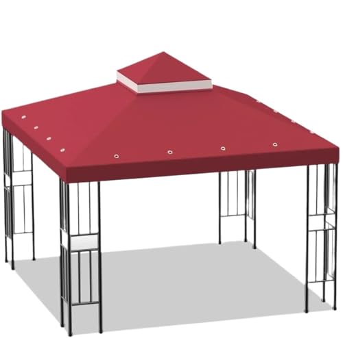 HEUchuan Cubierta Superior de Repuesto for cenador de 10 x 10 pies, Cubierta Superior de Dos Niveles for Techo Exterior, Parrilla y Refugio para Camping, jardín, Picnic(Red)