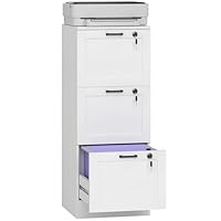 HOMCOM 3 Drawer File Cabinet with Lock, Vertical Filing Cabinet with Adjustable Hanging Bars for A4 and Letter Size File Folders, Printer Stand with Storage, White