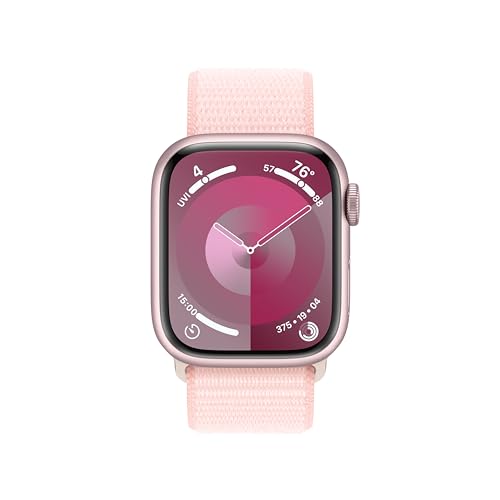Image of Apple Watch Series 9 [GPS + Cellular 41mm] Smartwatch with Pink Aluminum Case with Pink Sport Loop. Fitness Tracker, ECG Apps, Always-On Retina Display, Carbon Neutral