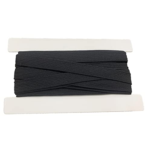 Colorful 5/8inch Wide Flat Elastic Bands for Sewing Braided Stretch Elastic for Crafts DIY Projects 5 Yards per roll (Black)
