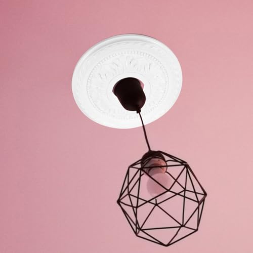 Medallón decorativo de techo blanco para ventilador y lámpara 8
