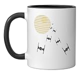 Star Wars TIE Fighters Sunset Death Star Pattern Ceramic Mug, Black/White