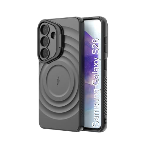 Image of LuxuryKase Shockproof Case for Samsung Galaxy S26 | Ripple Pattern | Camera Protection | Inner Velvet Fabric Lining | Protective Cover with Enhanced Grip & Wireless Charging Support - Black