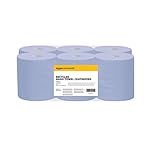 AmazonCommercial Multipurpose Wiping Paper, 2-ply Centrefeed, Blue Roll Recycled, 6 Rolls (1 pack), 450 Sheets per Roll, Sheet Size: 30 x 20 cm