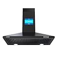 AURAKICH Black Range Hood 30 inch | 450CFM Wall Mount Kitchen Hood | TRUE-COLOR 5500K LEDs, Steel Baffle Filters, Ducted/Ductless Convertible (Charcoal Included)