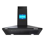 AURAKICH Black Range Hood 30 inch | 450CFM Wall Mount Kitchen Hood | TRUE-COLOR 5500K LEDs, Steel Baffle Filters, Ducted/Ductless Convertible (Charcoal Included)