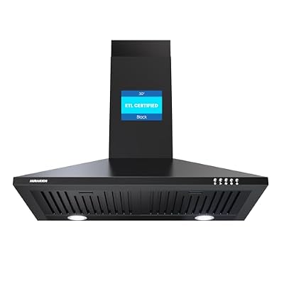 AURAKICH Black Range Hood 30 inch, 450CFM Wall Mount Kitchen Hood
