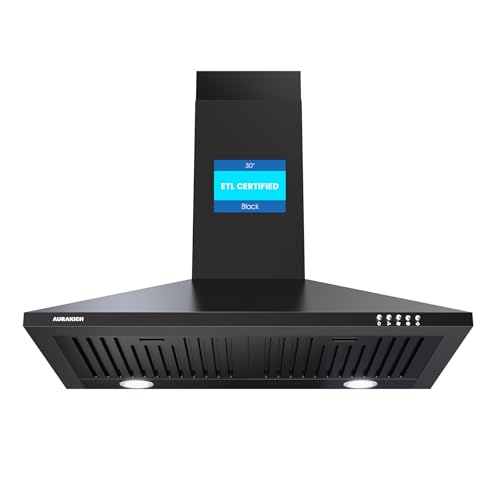 AURAKICH Black Range Hood 30 inch 450CFM Wall Mount Kitchen Hood