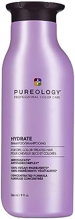 Pureology Hydrate, Moisturising Shampoo, For Medium to Thick Dry, Colour Treated Hair, Vegan Formulas, Sulphate Free for a Gentle Cleanse