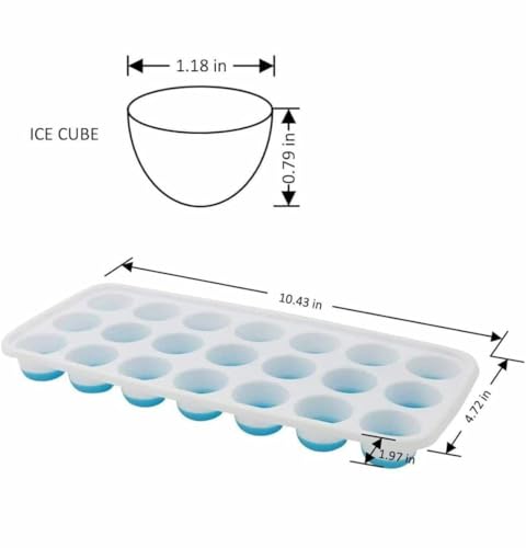 Image of 21-Cavity Pop-Up Ice Cube Trays with Lid Easy Release Flexible Silicone Bottom, Stackable & Food-Grade Molds for Freezer, Whiskey, Cocktails (Multicolor) (3)