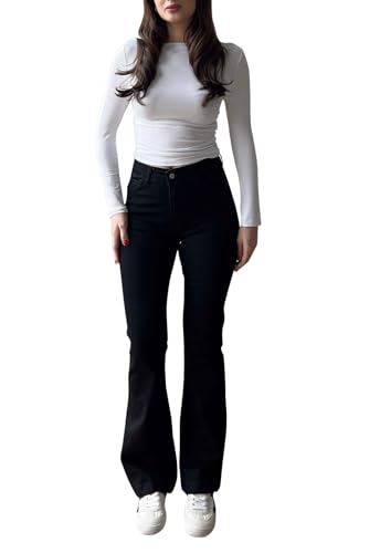 TodTan Women Flare Jeans High Waisted Bell Bottom Stretch Boyfriend Casual Denim Pants4