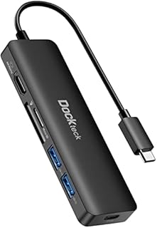 USB C Hub HDMI PD Adapter, Dockteck 6-in-1 Type C Hub with 4K 60Hz, 100W PD, SD & microSD Card Reader, 2 USB 3.0 Data 5Gbps, USB-C Adapter for for MacBook Air/Pro, Surface Pro 7/8, XPS and More