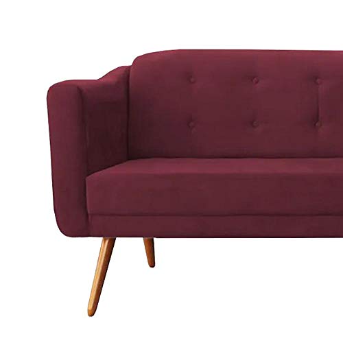 Namoradeira Decorativa Turquia 2 Lugares Pés Madeira Suede Vinho